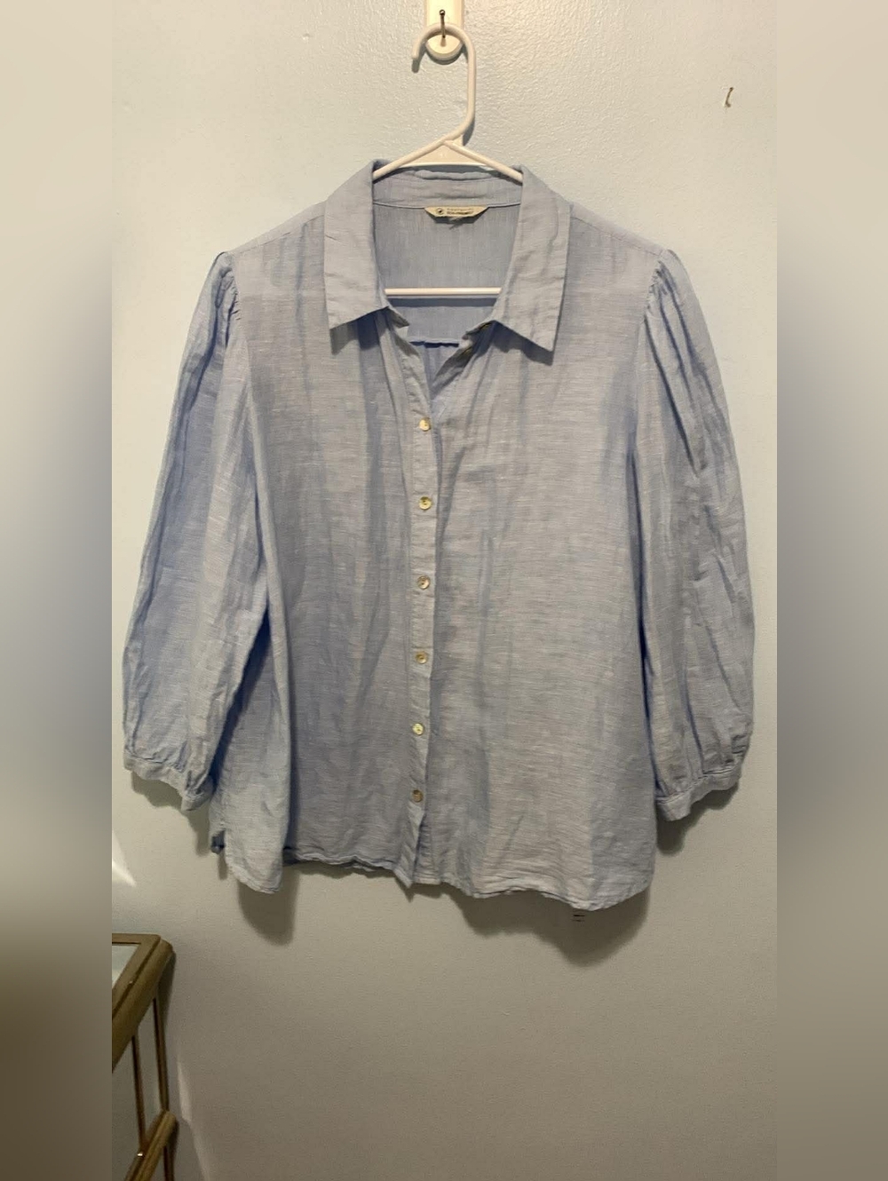 Light Blue Button-Up Blouse - Picture 2 of 4